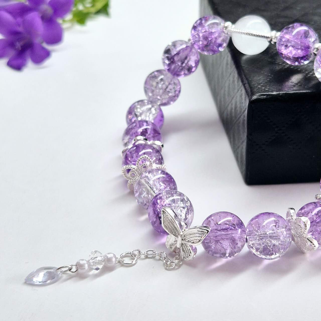 Aurora Violet Butterfly Whisper Bracelet 10mm