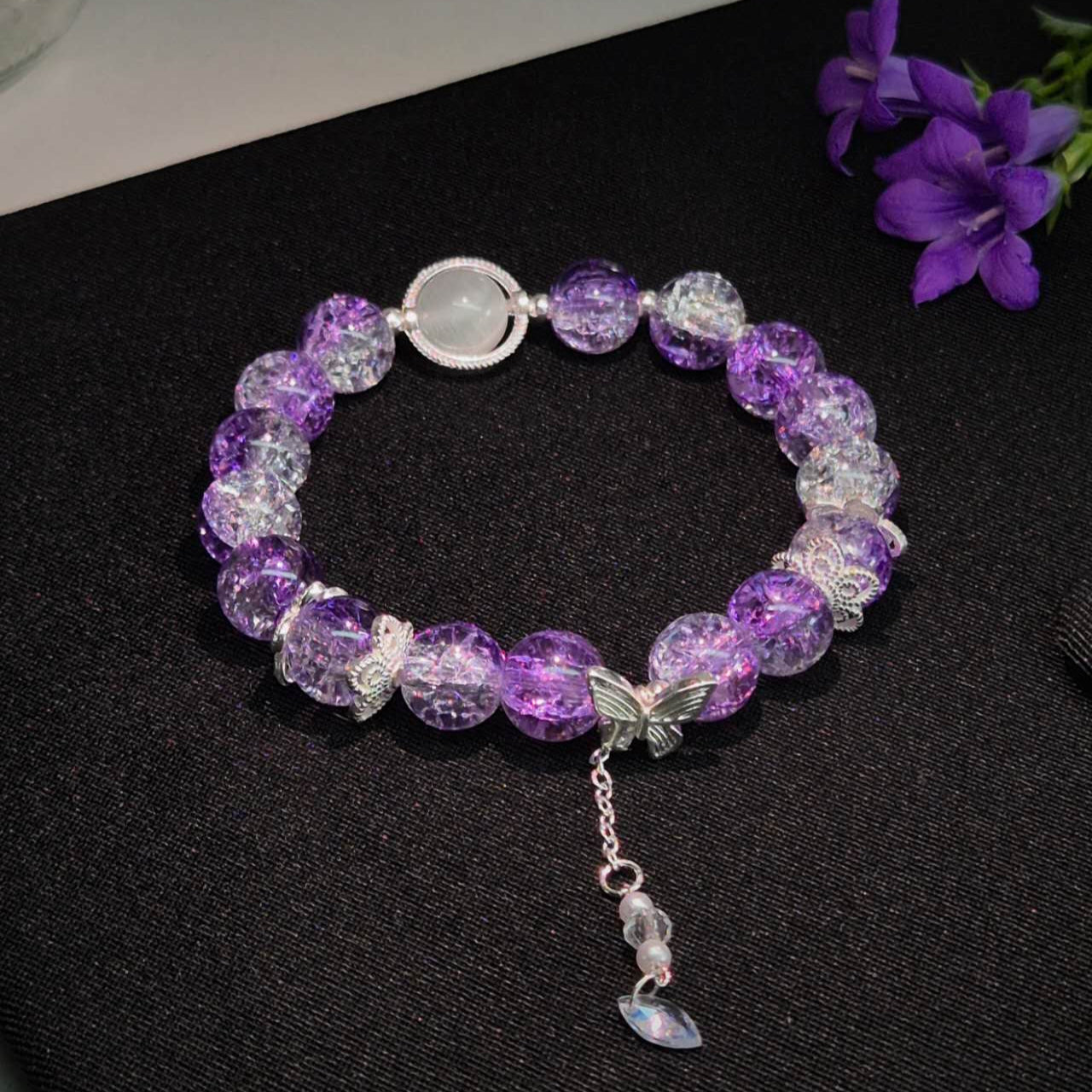Aurora Violet Butterfly Whisper Bracelet 10mm